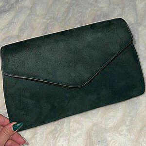 Vintage Frenchy of California Dark‎ Forest Green suede Crossbody Bag